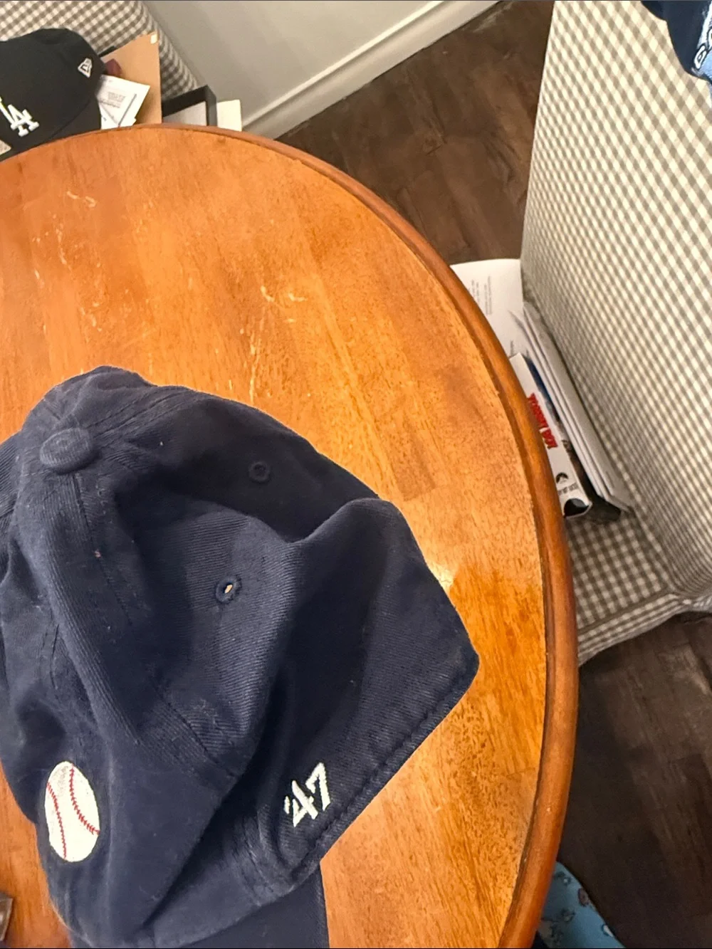Kids Navy Baseball Cap with Embroidered Baseball Accent